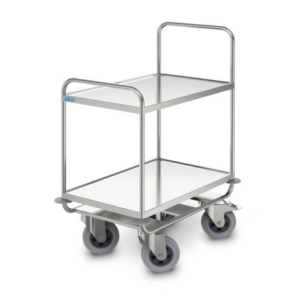Cărucior universal heavy-duty ergonomic Hupfer SSW 8x5/2 ERGO din inox cu 2 polițe 800 x 500 mm
