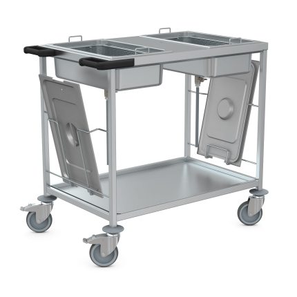ărucior transport CJD Hupfer ESW/Creutzfeld-Jakob 635/975/915 din inox cu 2 containere speciale
