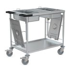 Cărucior transport CJD Hupfer ESW/Creutzfeld-Jakob 635/975/915 din inox cu 2 containere speciale